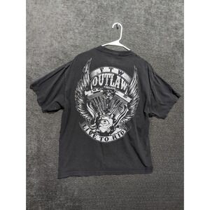 Outlaw Threadz Mens XL Black Live To Ride Biker Graphic T-Shirt Engine Skull